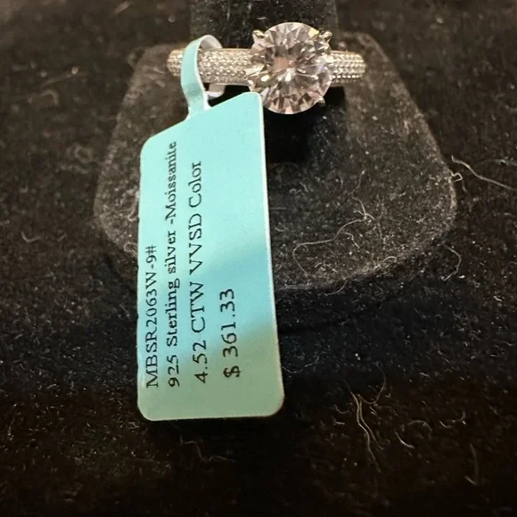 Moissanite Engagement Ring 4.25 CTW Solitaire Accents Size 9.5 - Picture 2 of 7